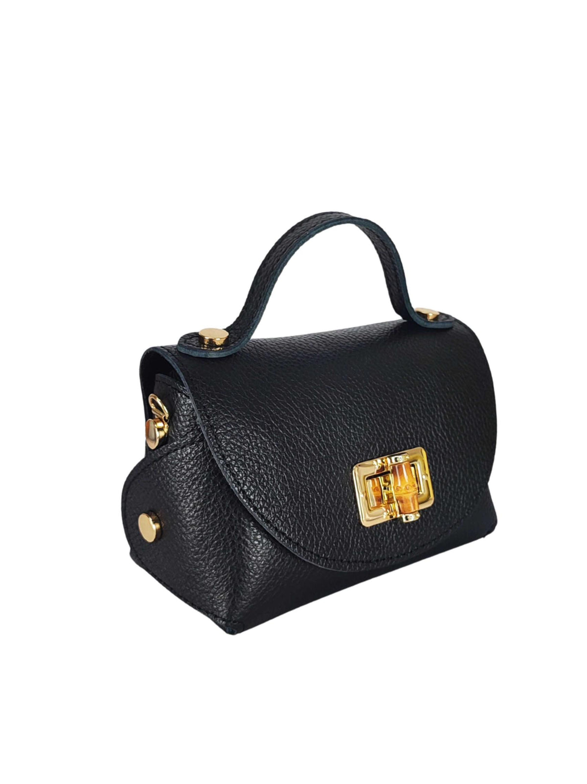 Bacio mini leather bag in silver, angled view